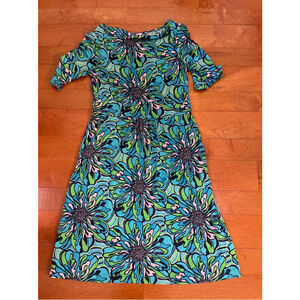 Women's Lilly Pulitzer Blue Green Floral Dress Small
